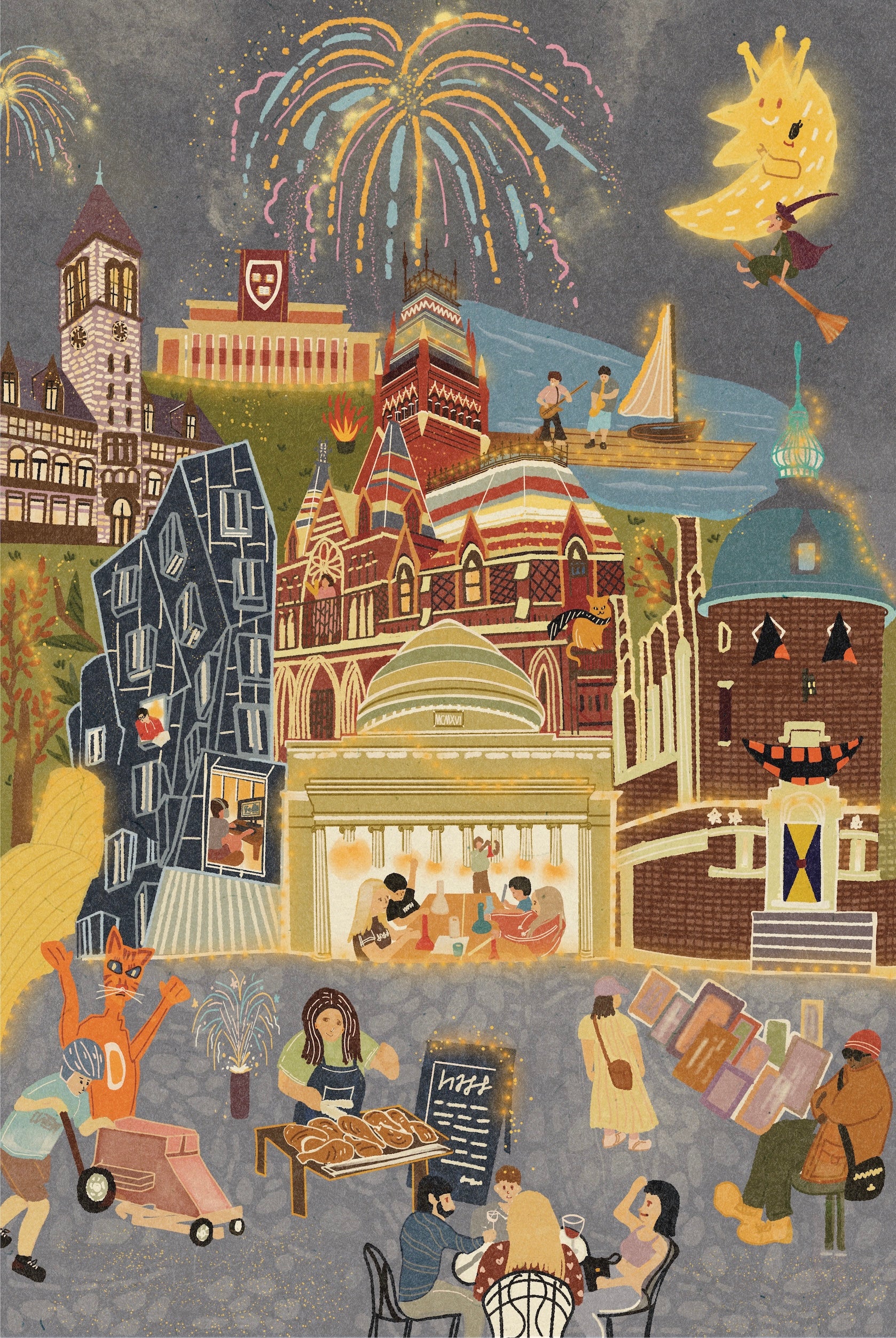 Cambridge Massachusetts Day and Night Double-Sided Jigsaw Puzzle