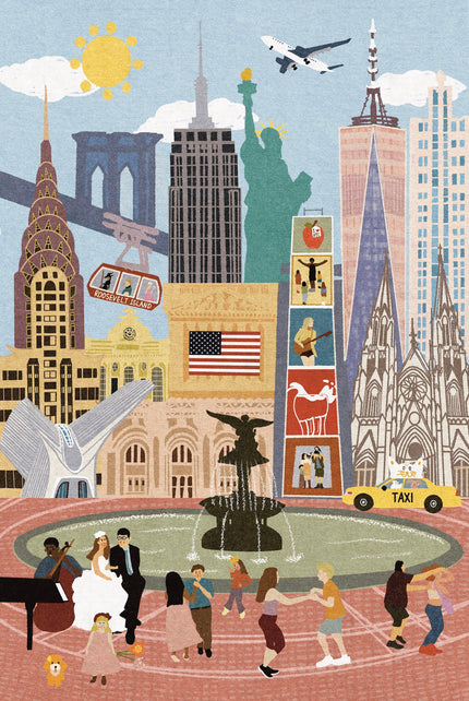 New York Summer and Winter Double-Sided Jigsaw Puzzle