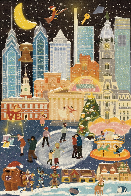 Philadelphia Summer and Winter Double-Sided Jigsaw Puzzle