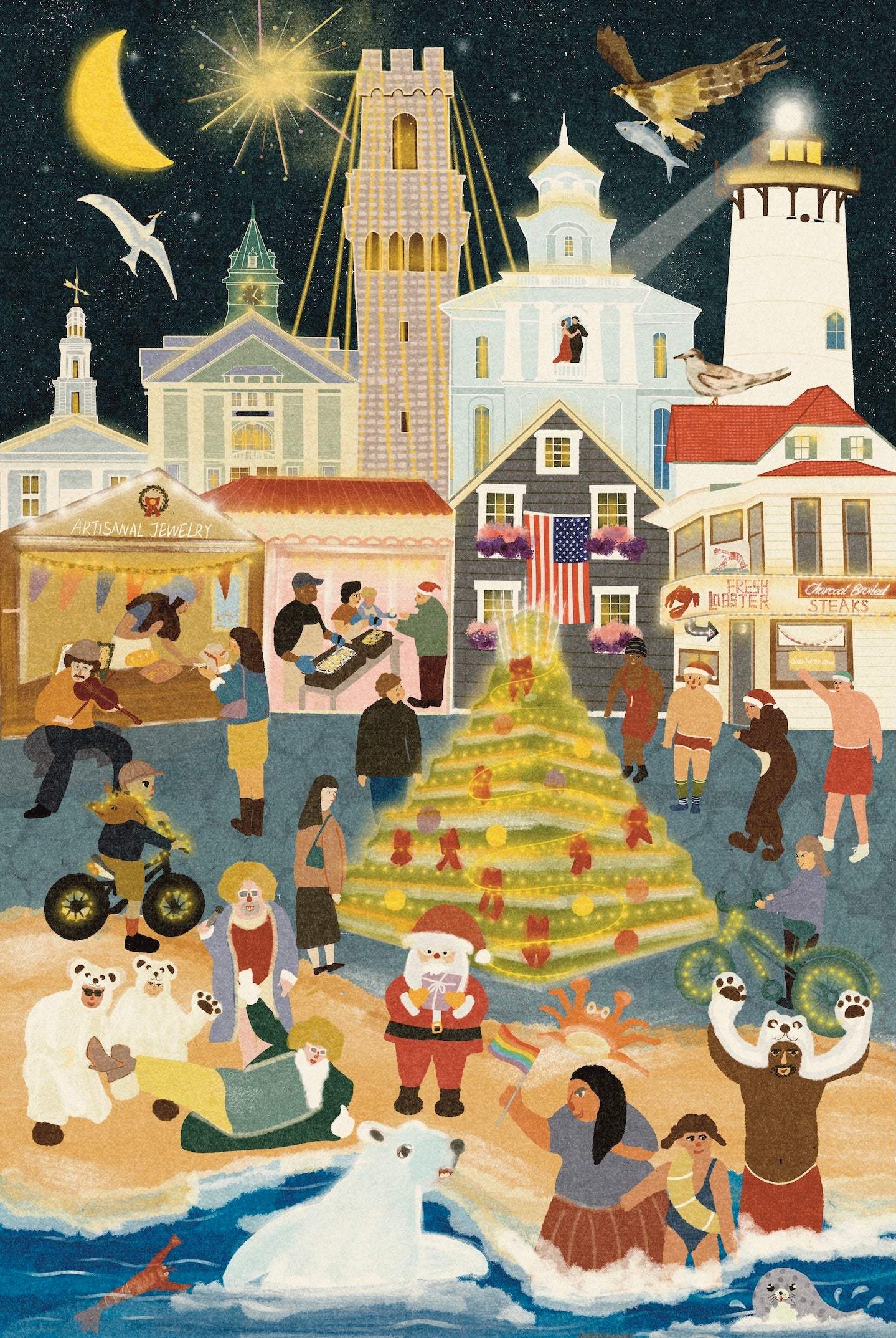 Provincetown Massachusetts Day and Night Double-Sided Jigsaw Puzzle