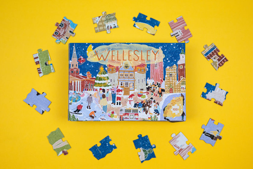 Wellesley Massachusetts Day & Night Double-Sided Keepsake Puzzle