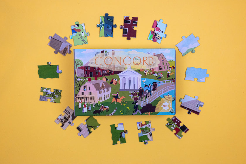 Concord Massachusetts Then & Now Double-Sided Keepsake Puzzle