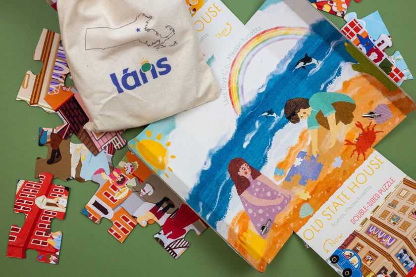 Tiny Historians: Boston Old State House Then & Now Double-Sided Jigsaw Puzzle