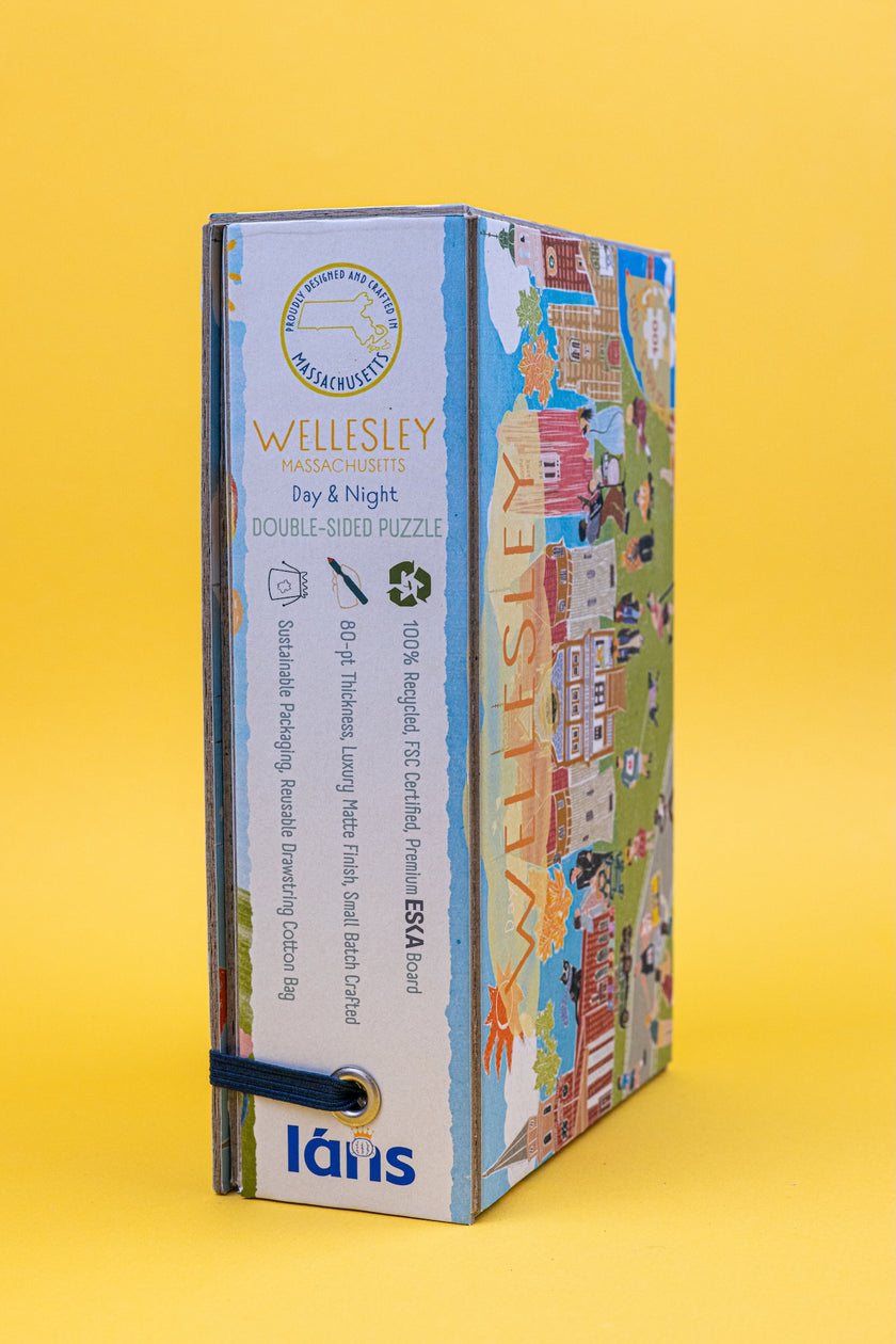 Wellesley Massachusetts Day & Night Double-Sided Keepsake Puzzle