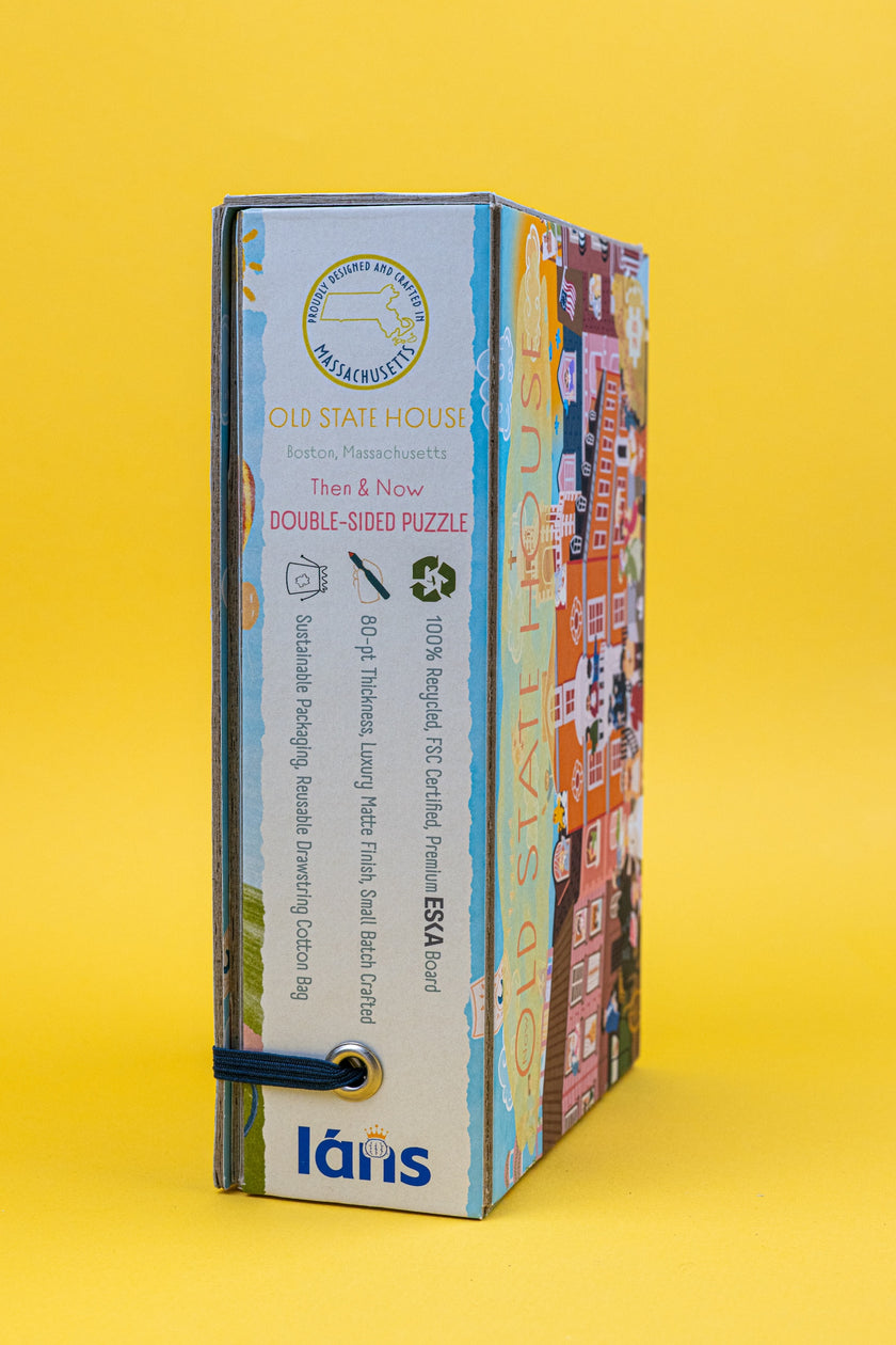 Tiny Historians: Boston Old State House Then & Now Double-Sided Jigsaw Puzzle