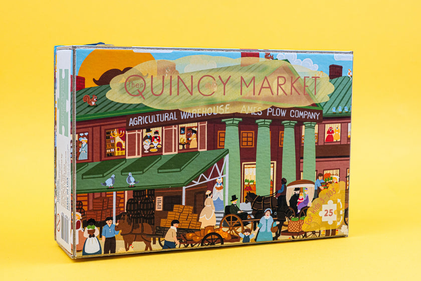 Tiny Historians: Boston Quincy Market Then & Now Double-Sided Jigsaw Puzzle