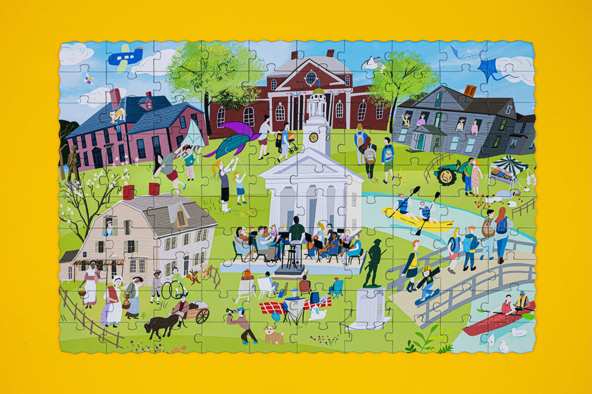 Concord Massachusetts Then & Now Double-Sided Keepsake Puzzle