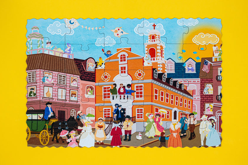 Tiny Historians: Boston Old State House Then & Now Double-Sided Jigsaw Puzzle