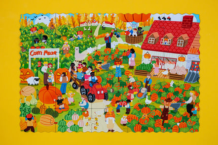 Farm Day Spring time and Fall Harvest Double-Sided Keepsake Puzzle