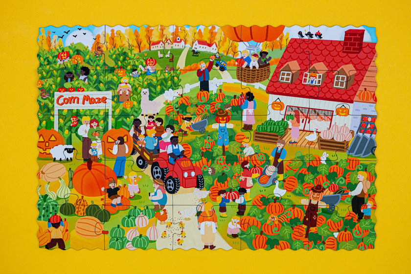 Farm Day Spring time and Fall Harvest Double-Sided Keepsake Puzzle