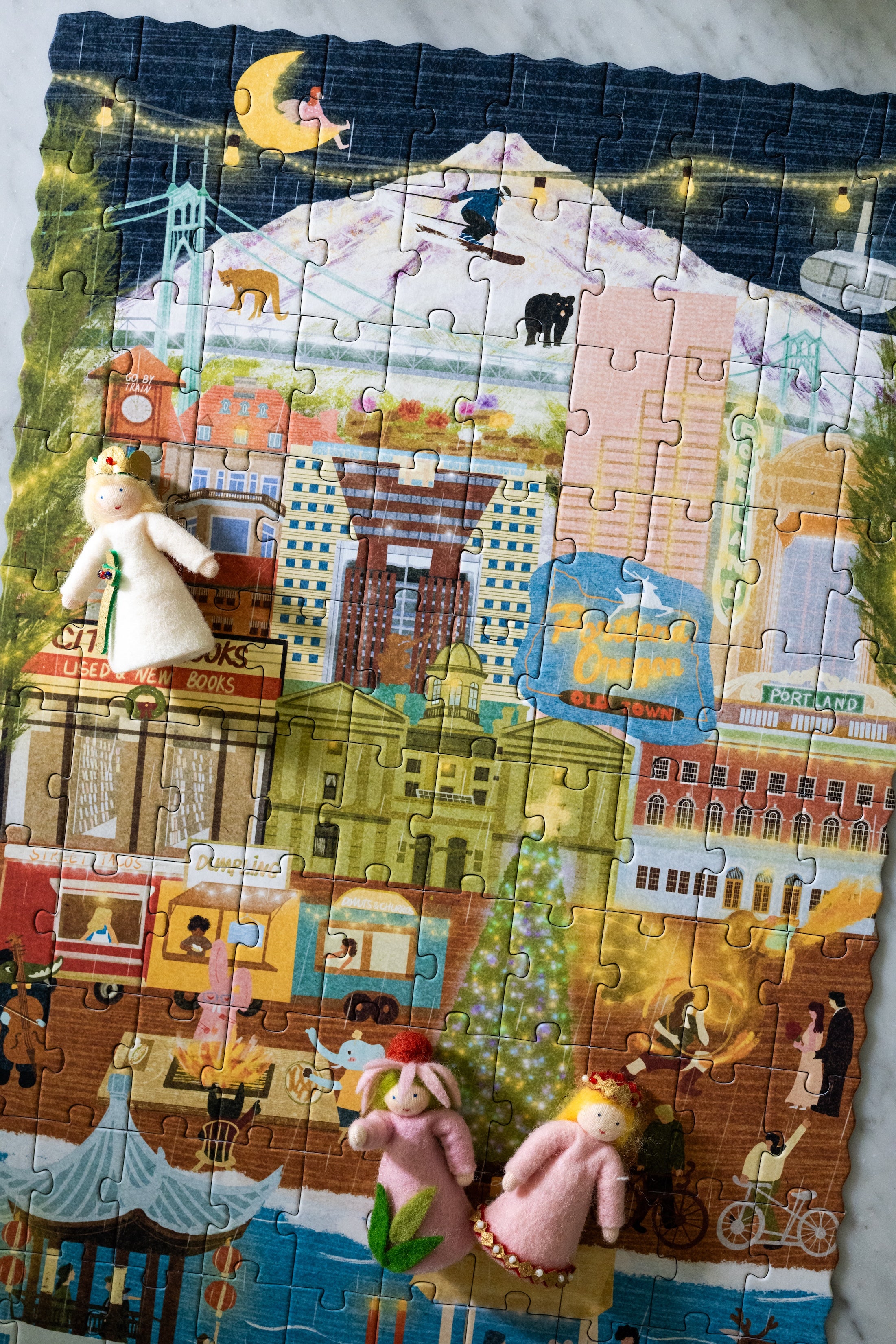 Portland, Oregon Day & Night Double-Sided Keepsake Puzzle