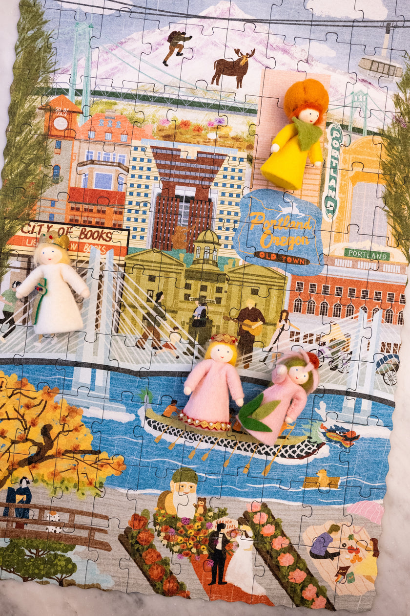 Portland, Oregon Day & Night Double-Sided Keepsake Puzzle