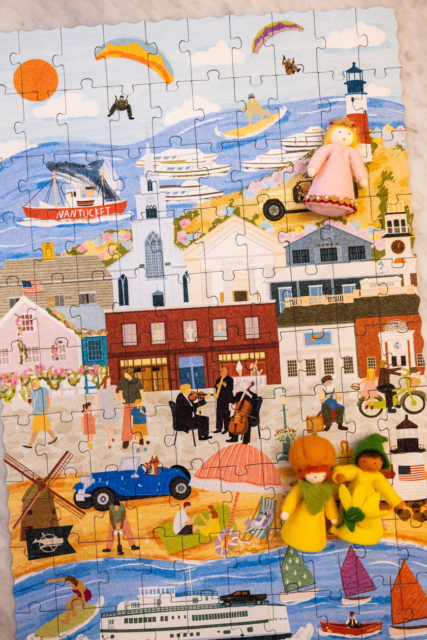 Nantucket Massachusetts Summer and Winter Double-Sided Keepsake Puzzle