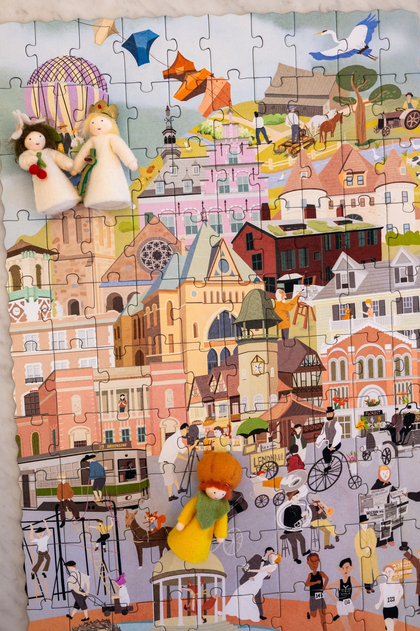 Brookline Massachusetts Then & Now  Double-Sided Keepsake Puzzle