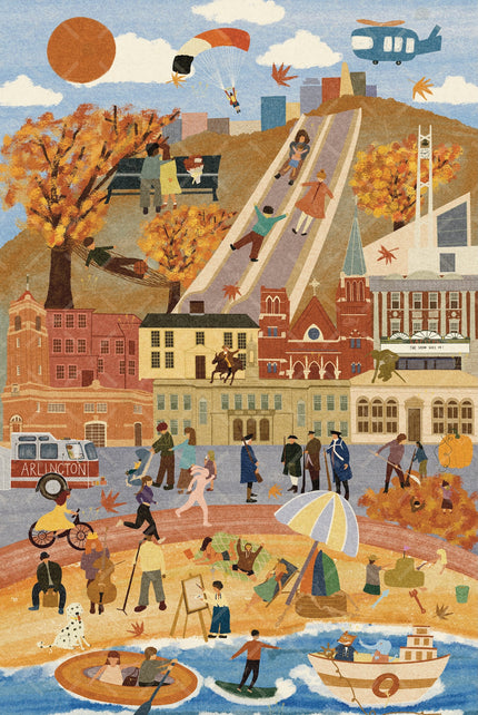 Arlington Massachusetts Day and Night Double-Sided Jigsaw Puzzle