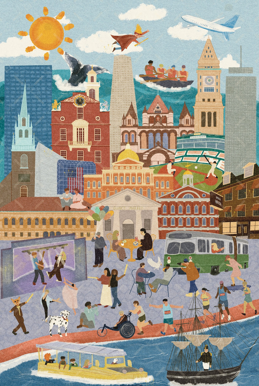 Boston Now-and-Then Double-Sided Jigsaw Puzzle
