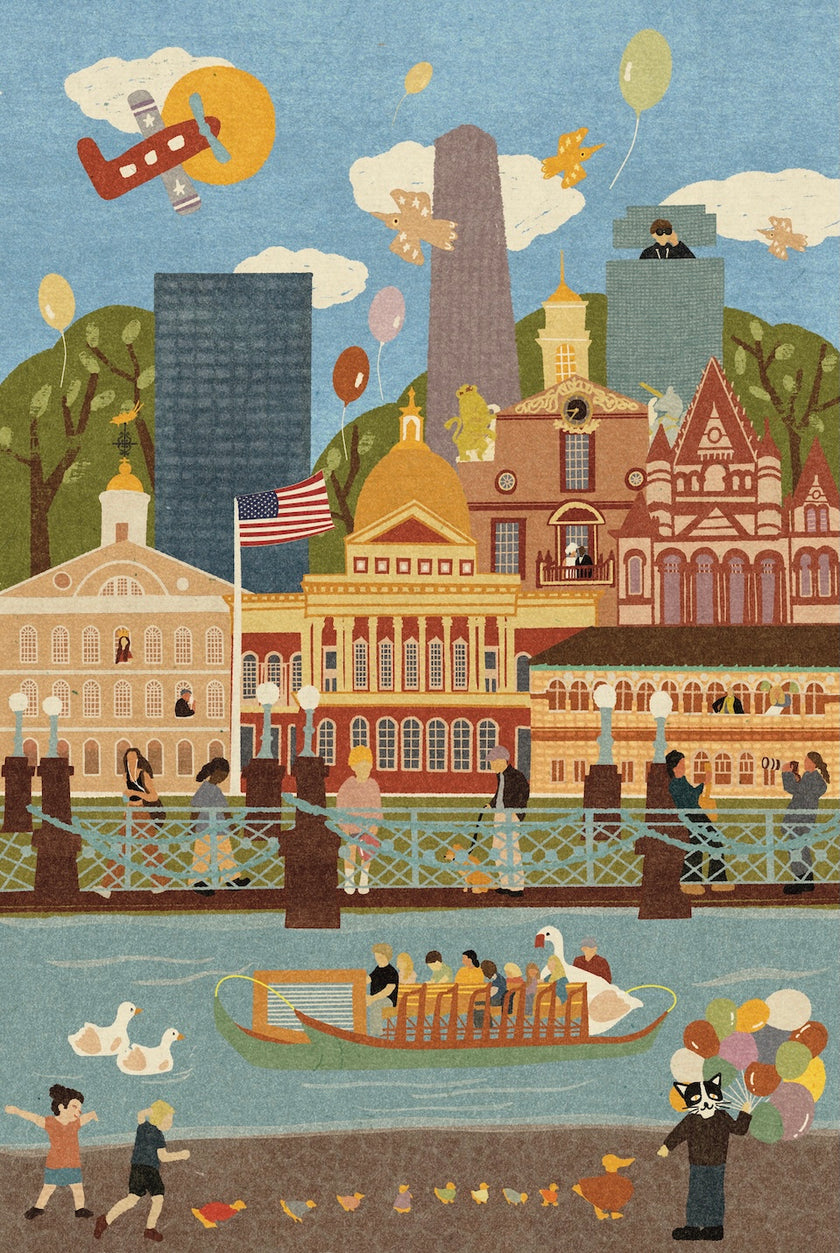 Boston Summer and Winter Double-Sided Jigsaw Puzzle