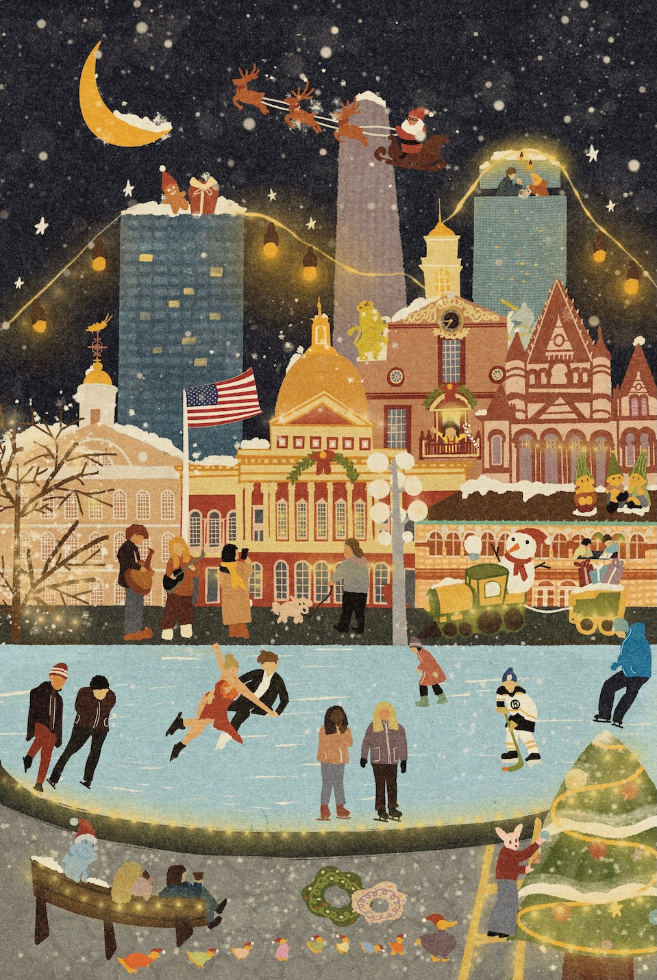 Boston Summer and Winter Double-Sided Jigsaw Puzzle