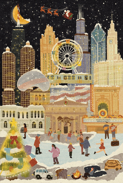 Chicago Summer and Winter Double-Sided Jigsaw Puzzle