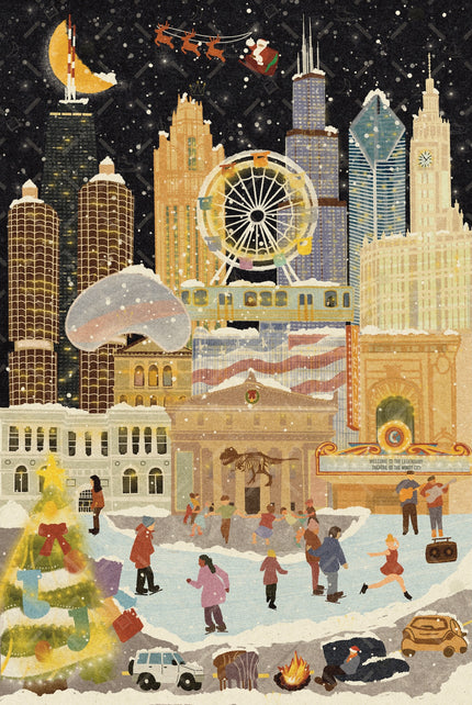 Chicago Summer and Winter Double-Sided Jigsaw Puzzle