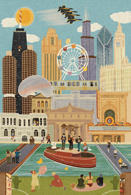 Chicago Summer and Winter Double-Sided Jigsaw Puzzle