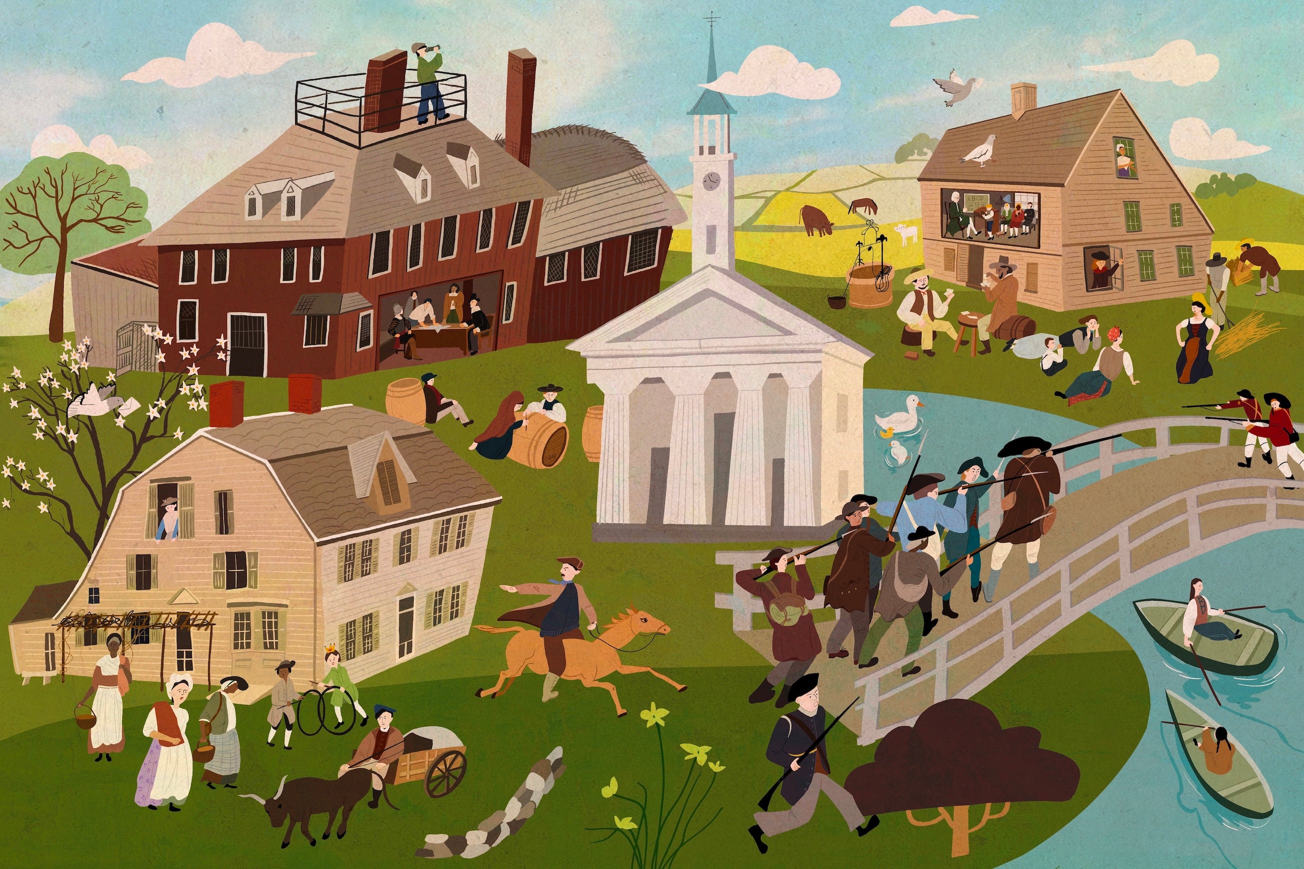 Concord Massachusetts Then and Now Double-Sided Jigsaw Puzzle