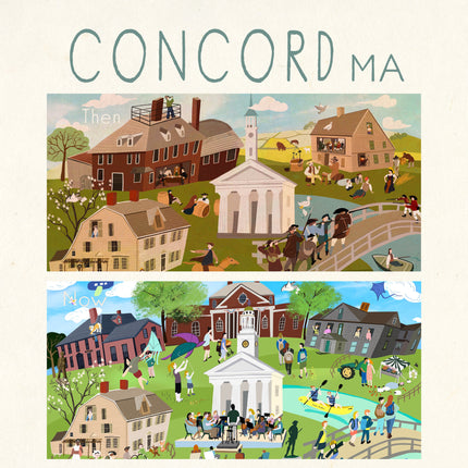 Concord Massachusetts Then & Now Double-Sided Keepsake Puzzle