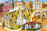 Lexington Massachusetts Then and Now Double-Sided Jigsaw Puzzle