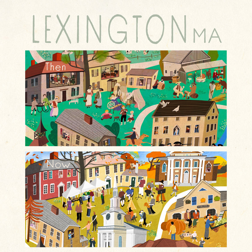 Lexington Massachusetts Then & Now Double-Sided Keepsake Puzzle