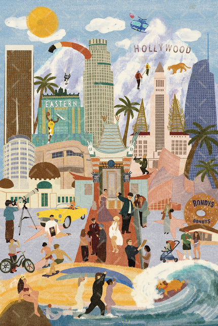 Los Angeles Day and Night Double-Sided Jigsaw Puzzle