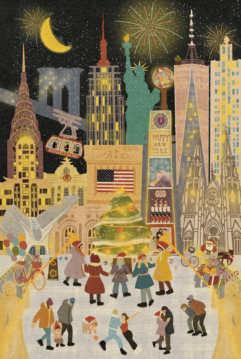New York Summer and Winter Double-Sided Jigsaw Puzzle