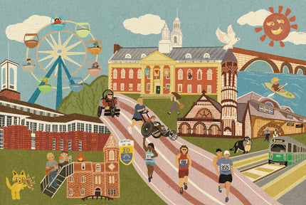 Newton Massachusetts Race Day and Carnival Night Double-Sided Jigsaw Puzzle