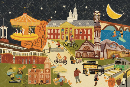 Newton Massachusetts Race Day and Carnival Night Double-Sided Jigsaw Puzzle