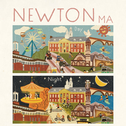 Newton Massachusetts Day & Night Double-Sided Keepsake Puzzle
