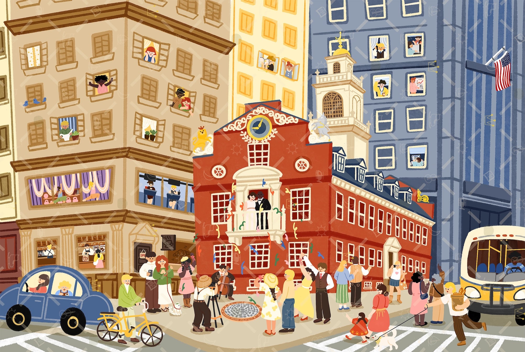 Tiny Historians: Boston Old State House Then & Now Double-Sided Jigsaw Puzzle
