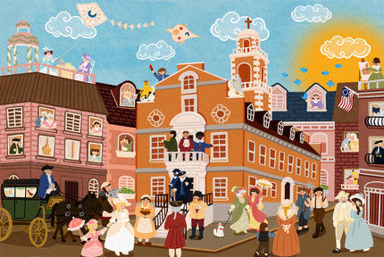 Tiny Historians: Boston Old State House Then & Now Double-Sided Jigsaw Puzzle