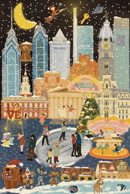 Philadelphia Summer and Winter Double-Sided Jigsaw Puzzle