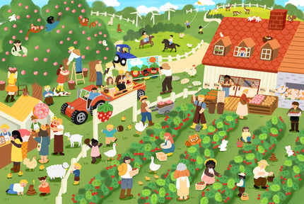 Farm Day Spring time and Fall Harvest Double-Sided Jigsaw Puzzle