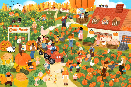 Farm Day Spring time and Fall Harvest Double-Sided Jigsaw Puzzle