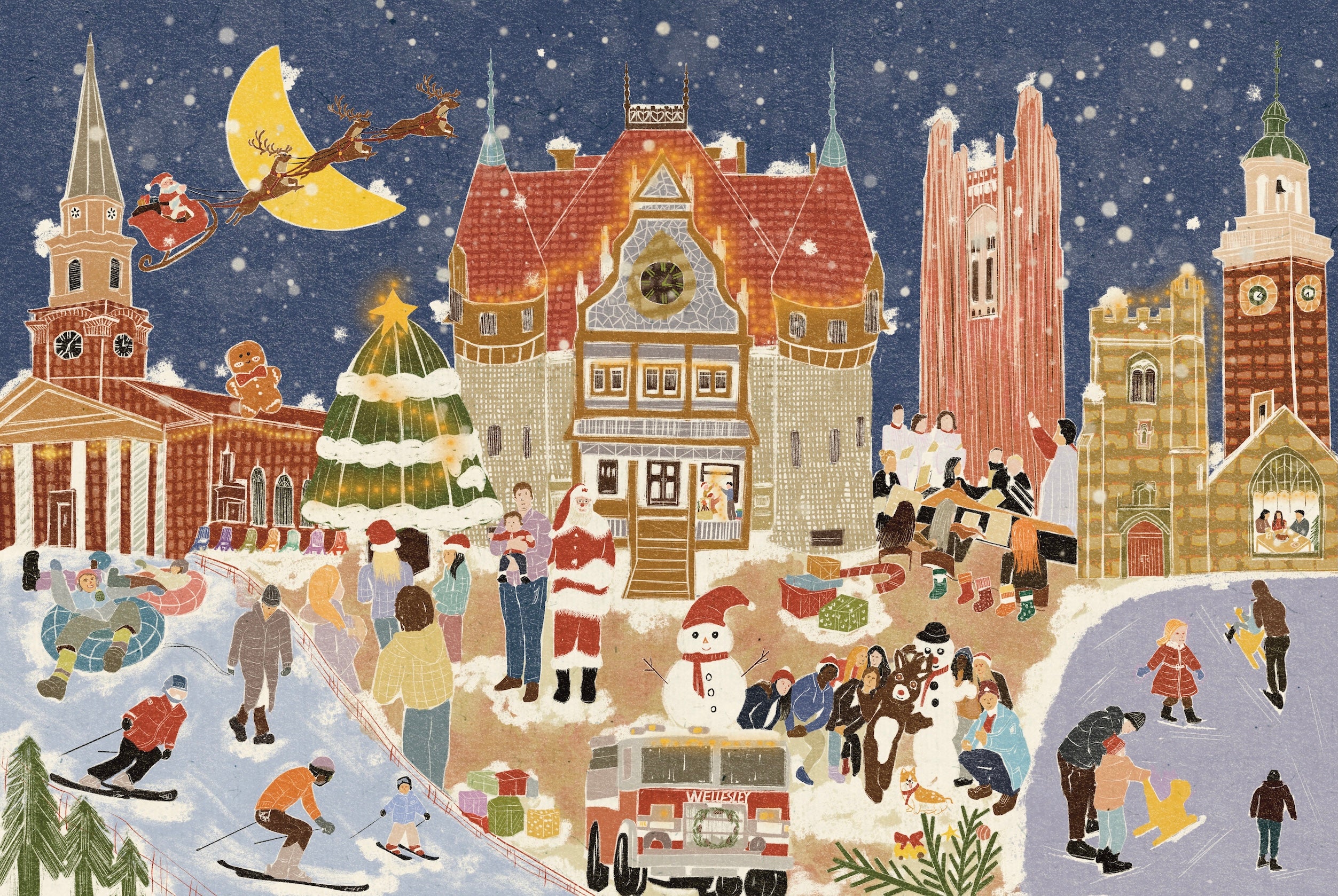 Wellesley Massachusetts Day and Night Double-Sided Jigsaw Puzzle