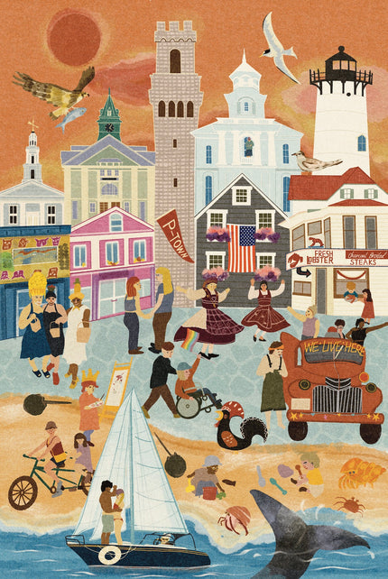 Provincetown Massachusetts Summer Day and Winter Night Double-Sided Jigsaw Puzzle