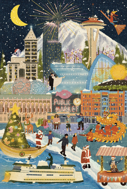 Seattle Summer and Winter Double-Sided Jigsaw Puzzle