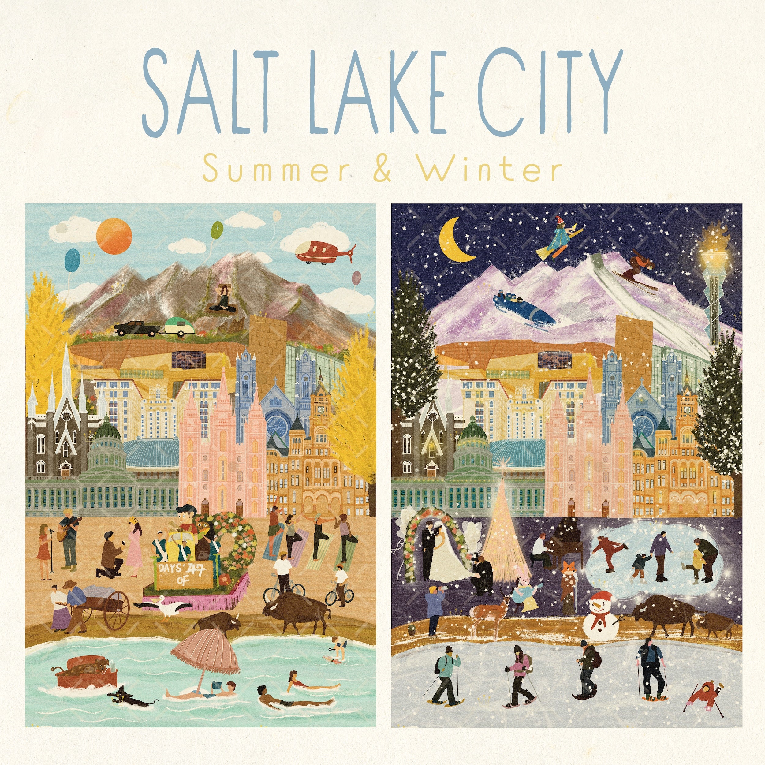 Salt Lake City Summer & Winter Double-Sided Keepsake Puzzle