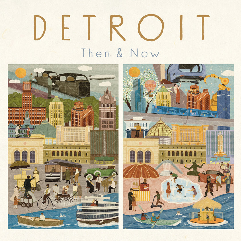 Detroit Then & Now Double-Sided Keepsake Puzzle