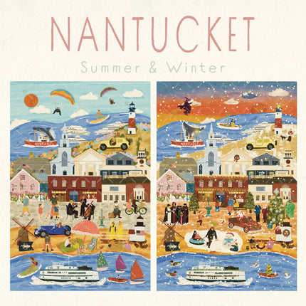 Nantucket Massachusetts Summer & Winter Double-Sided Keepsake Puzzle