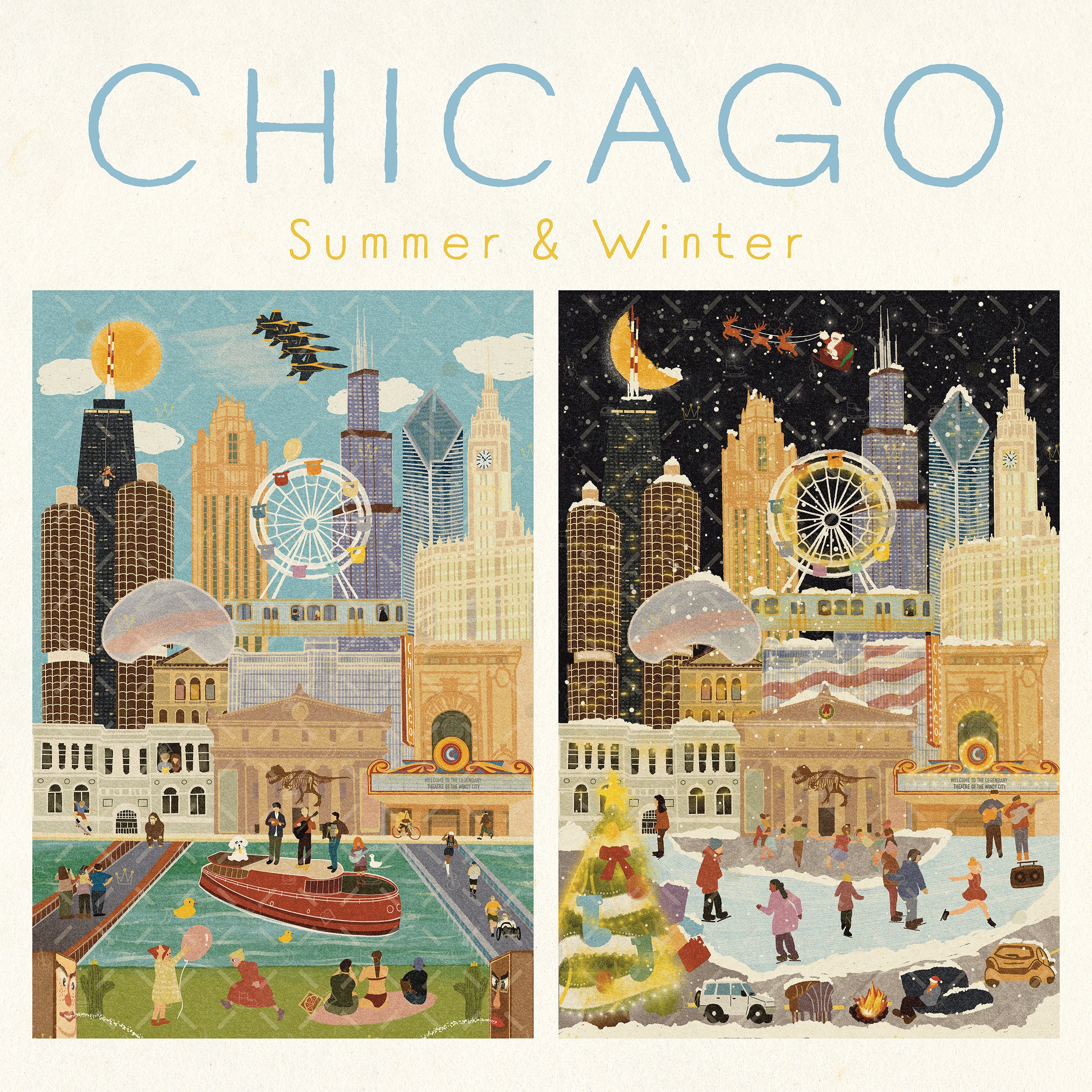 Chicago Summer & Winter Double-Sided Keepsake Puzzle