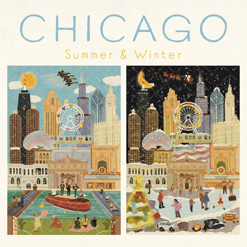 Chicago Summer & Winter Double-Sided Keepsake Puzzle