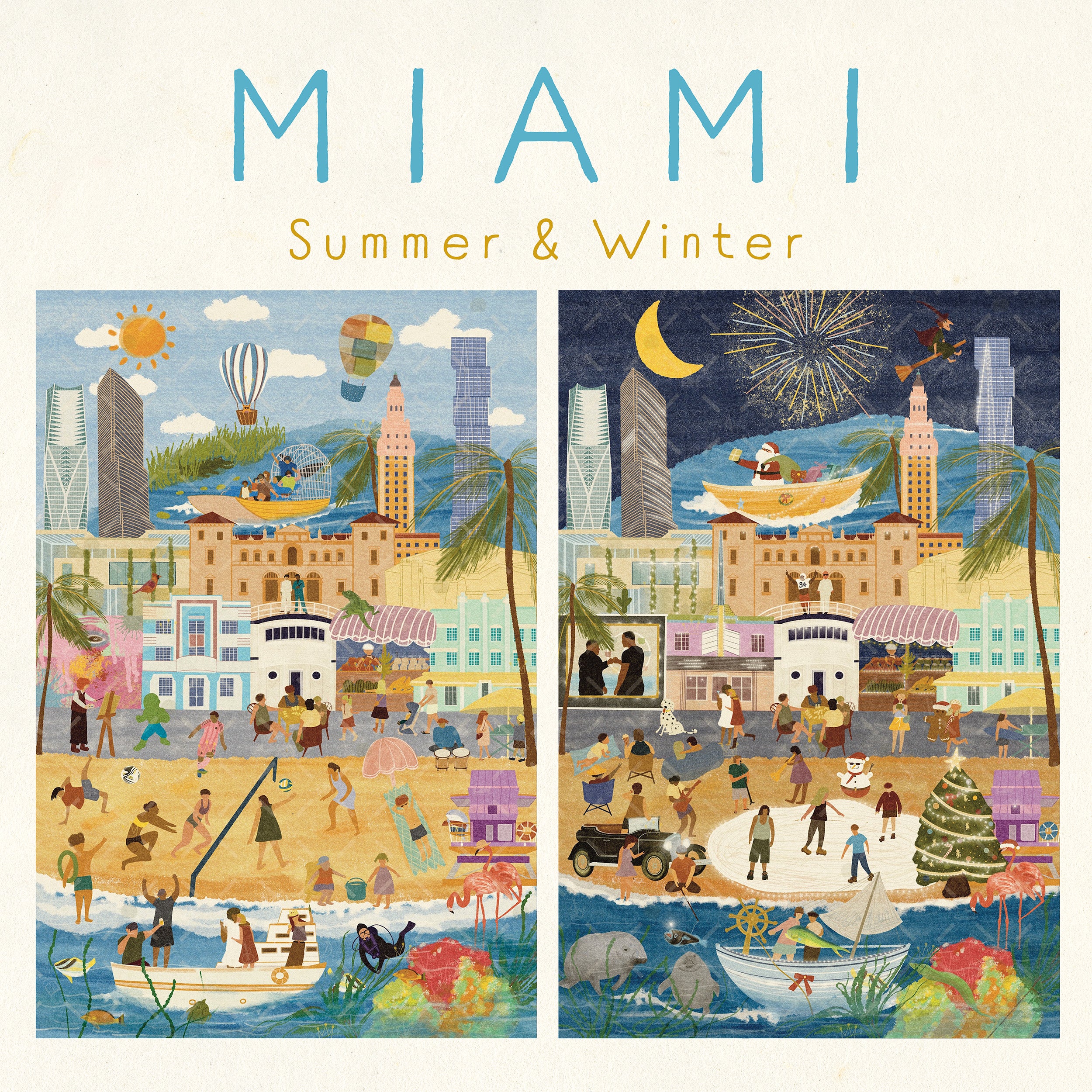 Miami Summer & Winter Double-Sided Keepsake Puzzle