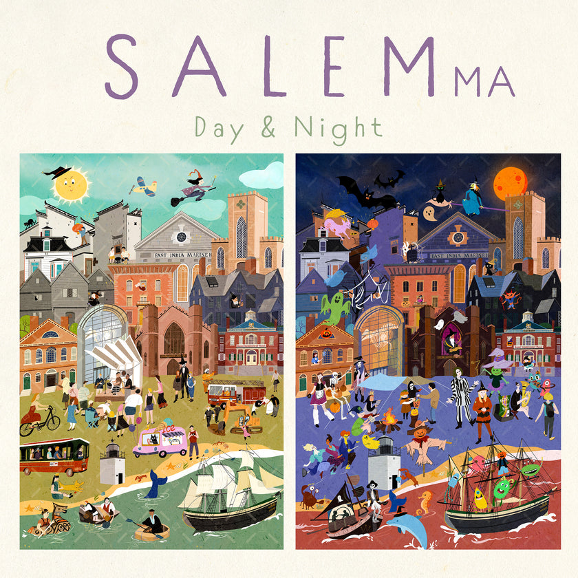 Salem Massachusetts Day & Night Double-Sided Keepsake Puzzle