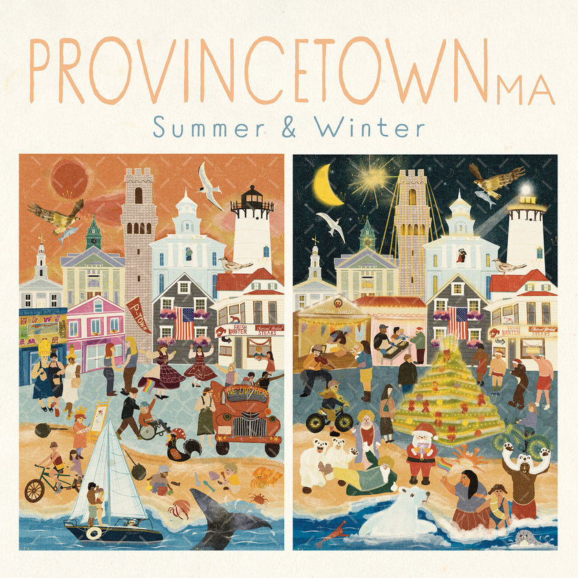 Provincetown Massachusetts Summer & Winter Double-Sided Keepsake Puzzle